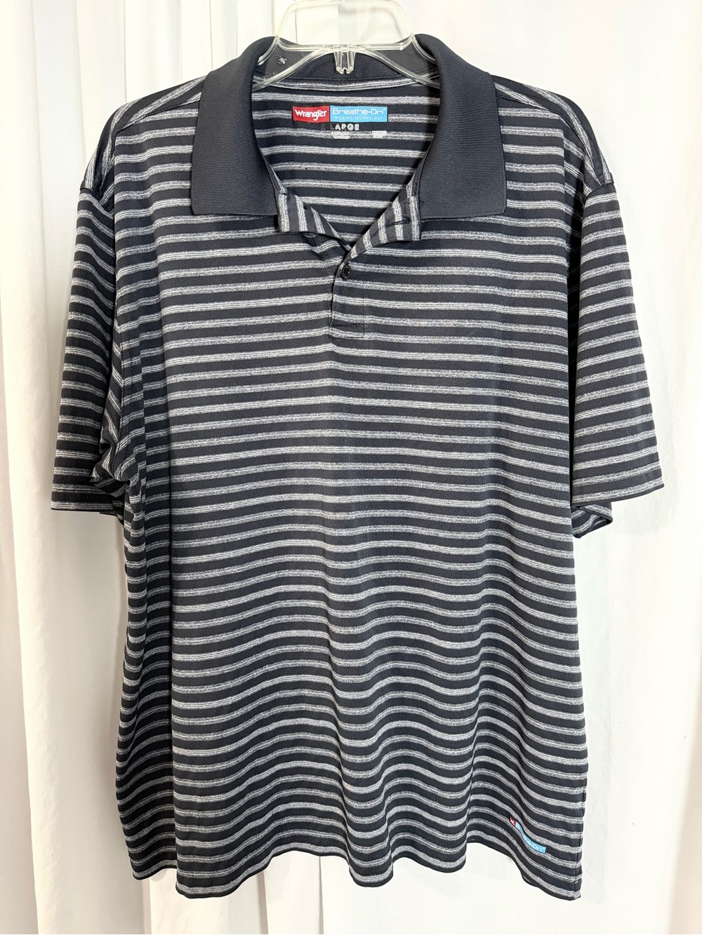 Wrangler Men’s Black & Gray Striped Polo Shirt